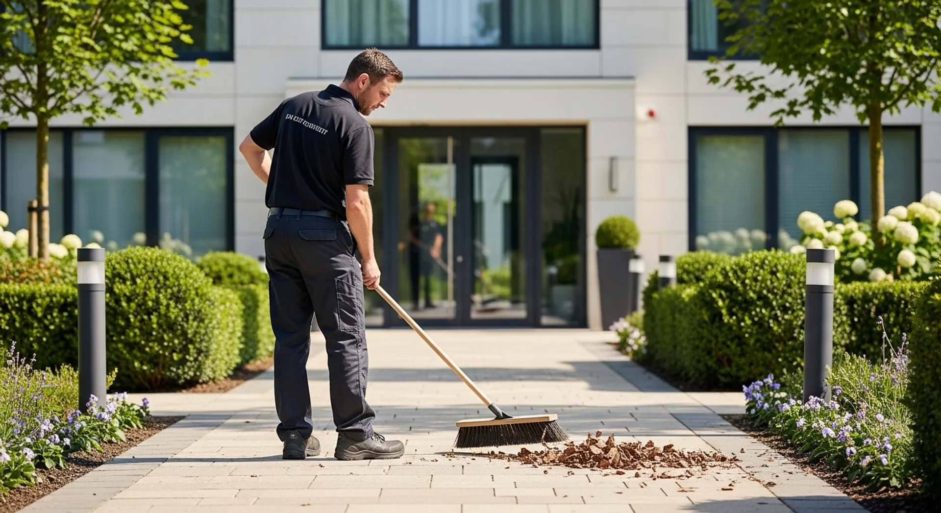 Hausmeister bei der Terrassenreinigung in Bergisch Gladbach